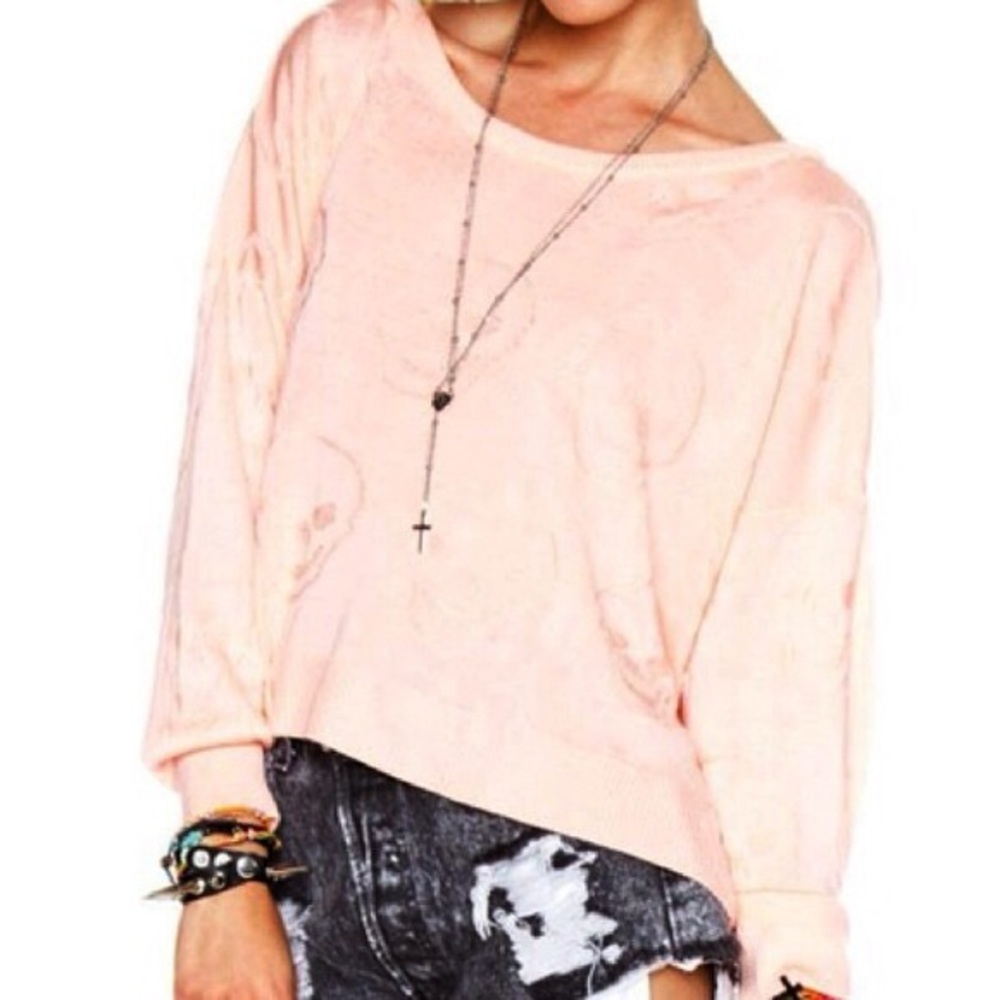 Brandy Melville Peach Skull Top